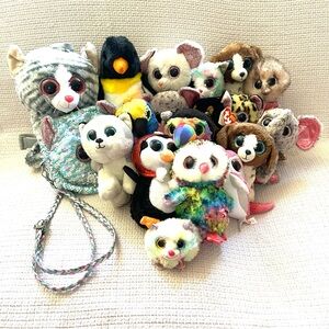 TY Beanie Baby 19 Lot Ostrich Assorted Plush Toy Set Colorful Animals backpack